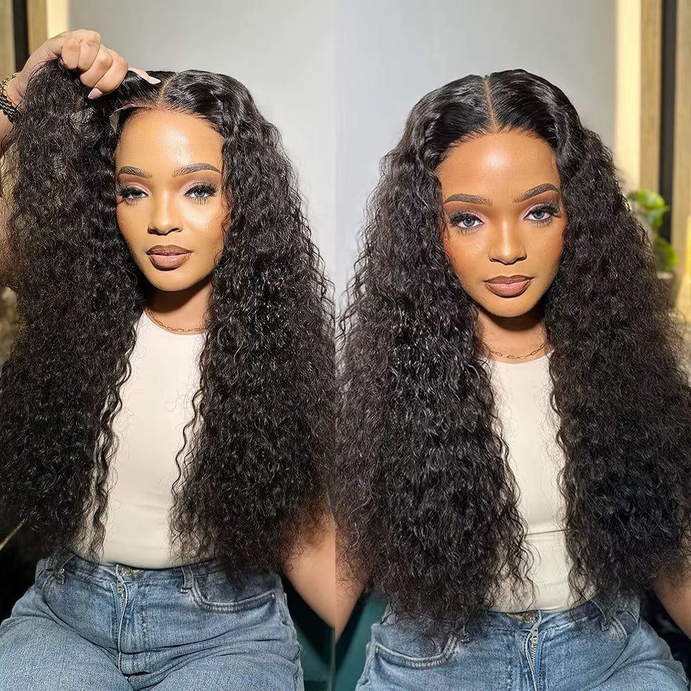 Deep Wave 13X6 HD Lace Frontal Wig Invisible Strap 360 HD Full Lace Glueless Wig 30 Inch Water Wave Lace Front Wig Human Hair