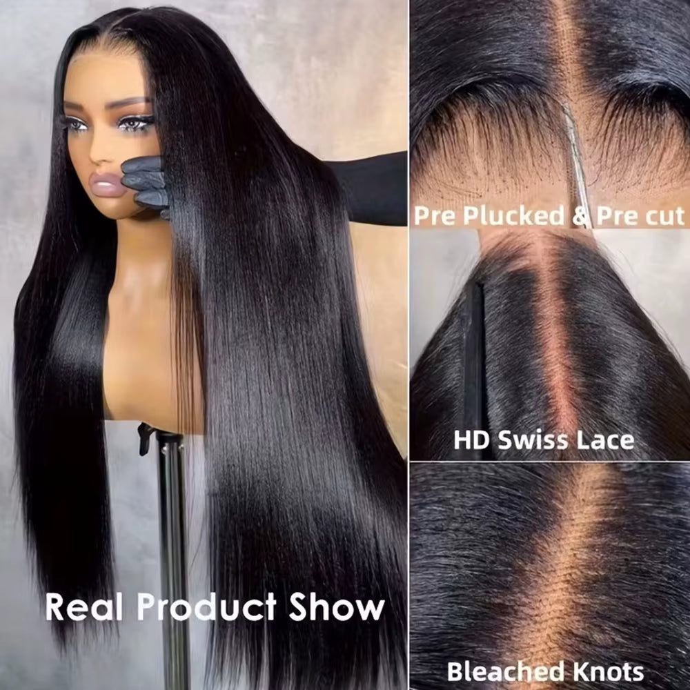 Glueless Wig Human Hair Ready to Wear Straight Glueless Preplucked Wear and Go Wigs 5X5 HD Lace Closure Wigs Pre Cut Lace Wig