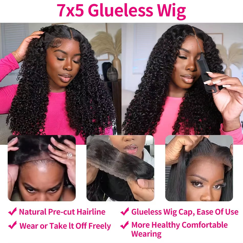 Water Wave Glueless Wig Human Hair Curly 13X6 HD Frontal Wig 250% Deep Wave Lace Front Wigs Wear Go 7X5 HD Lace Closure Wig Sale